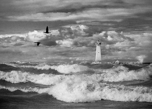 Sodus Point Waves B&W   5x7