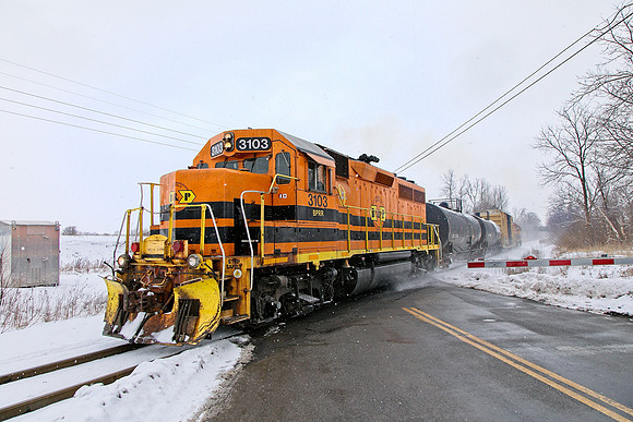 Buffalo & Pittsburgh 3103 (1967 GP 40) Leads on the Rochester & Southern Mainline Track 02-09-21