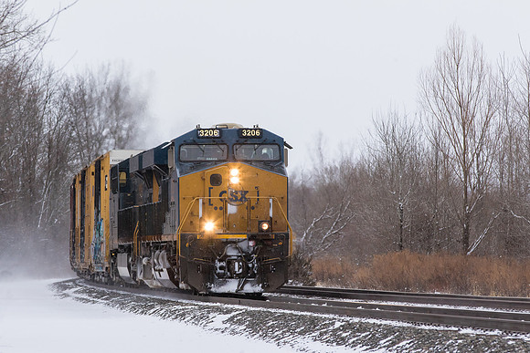 CSX 3206 (GE ES44AC-H) leads Q367-22 Manifest Train on 01-22-21