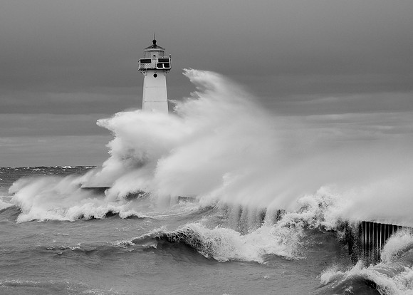 Sodus Point Waves  B&W  5x7