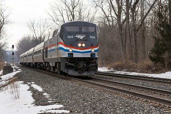 AMTK 704 (1995 P32AC-DM)  Leads P064-03  Empire Service 03-03-21